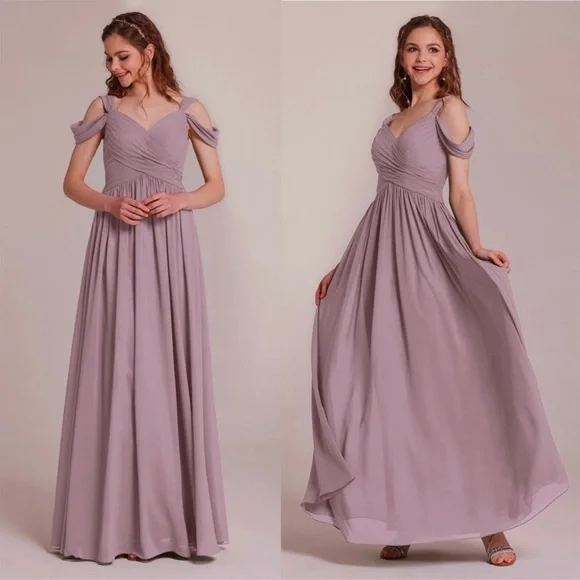 long sleeve silver bridesmaid dresses See-through Lace Top Silver Prom Dresses Chiffon Long Sleeve Evening Dress with Slit APD2749